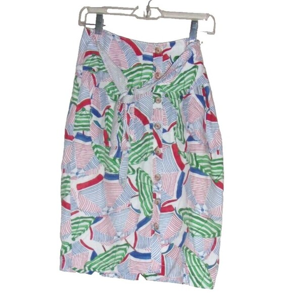 Conversations by Anthropologie Sz. 4 Skirt A-Line Linen Rayon LE  Primary Colors - Picture 1 of 5